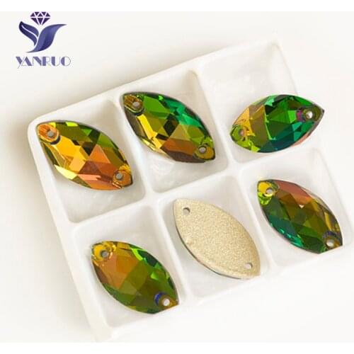 YANRUO 3223 All Sizes VM Navette Flatback Glitter Strass Rhinestone Sew On Crystal Glass Beads For Bags