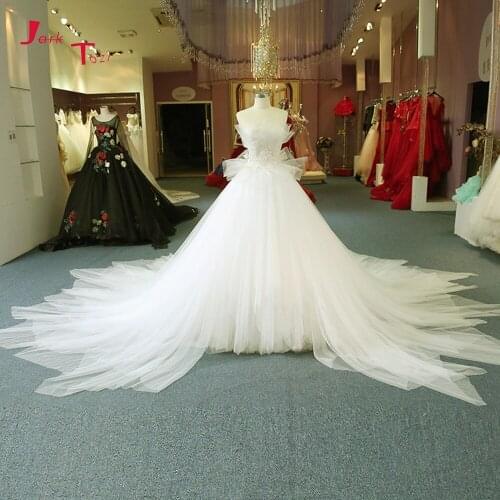 Robe Mariage Simple White Ball Gown Wedding Dresses Vestido de Noiva Princesa Strapless Appliques Bodice Bridal Dress