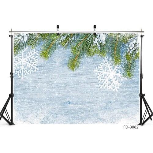 Christmas Pine Branch Wooden Board Snow Vinyl Photography Background Decor Children Newborn Party Backdrop For Photo Studio Prop