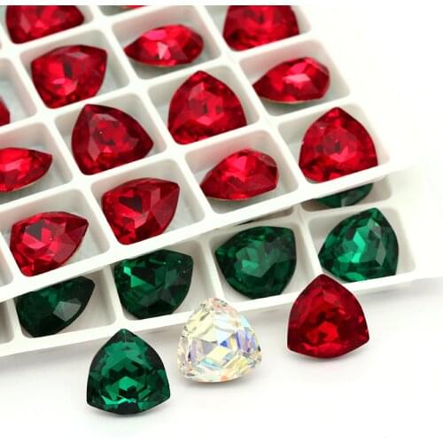 XIAOPU Christmas Decoration Trilliant K9 Glass Loose Rhinestones Pointback Strass Crystal Glue on Clothing Crafts DIY Jewelry