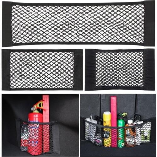 Car Storage Net Pocket Back Mesh Elastic String Net Pocket Cage Auto Organizer Seat Back Bag Magic Sticker Universal Storage Bag