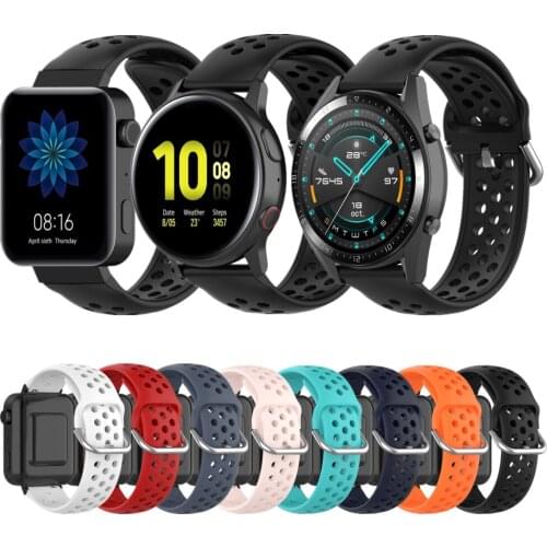 18mm 20mm 22mm Silicone Band for Samsung Galaxy Watch 3 41mm 45mm Active 2 Gear S2 Xiaomi Mi Watch Color Huawei GT Amazfit Bip