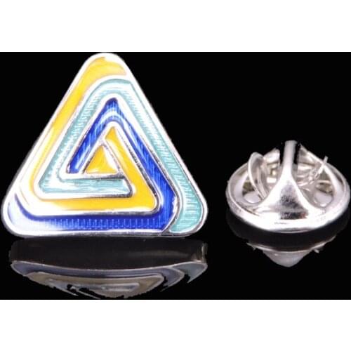 Premium blue triangle Brooch brand new fashion jewelry pin mens shirt hat scarf suit LAPEL BADGE PIN gift