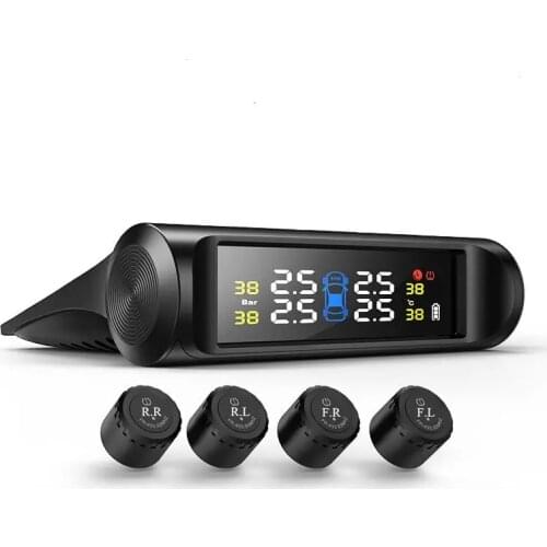 Universal Wireless C240 TPMS Solar Power Tire Pressure Monitor System Color LCD Display with 4 External Sensors
