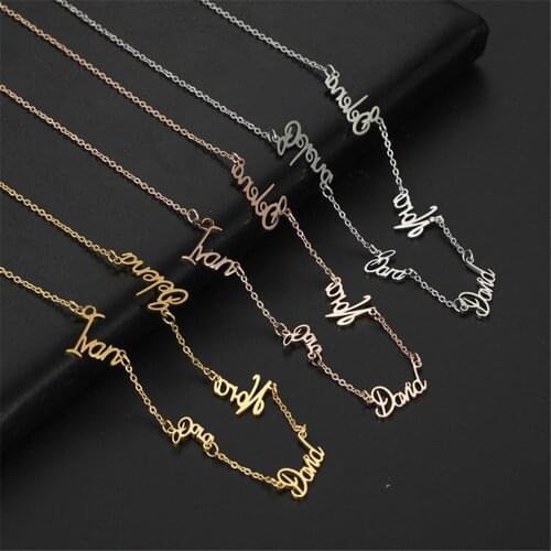 Skyrim Personalized Name Necklace Stainless Steel Custom Multiple Name Necklace Nameplate Pendant Necklaces Jewelry Best Gift