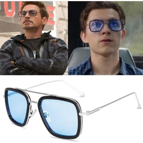 Tony Stark Sunglasses Men Women Alloy Sun Glasses Iron Man Square Eyewear Shades oculos De sol Masculino