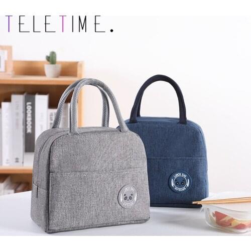 Grey/Blue Fresh Cooler Bags Waterproof Nylon Portable Zipper Thermal Oxford Lunch Bags Women Convenient Lunch Box Tote Food Bags