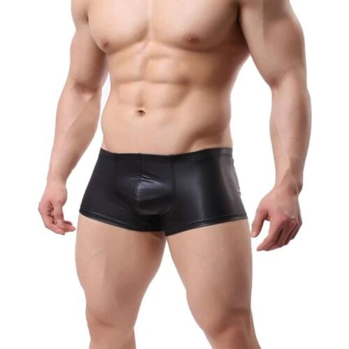 Трусы мужские Fashion Men Boxers Club Men Patent Leather Boxers U Convex Underwear Underpants Shorts Mens Underwears 2021