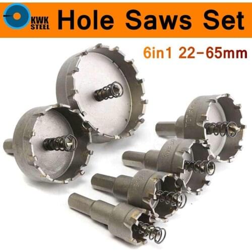 Carbide Tip 6PC/SET TCT Drill Bit Hole Saw 6pc 22-65mm Drill Bit Set Hole Saw Cutter For Stainless Steel Metal Alloy Drilling