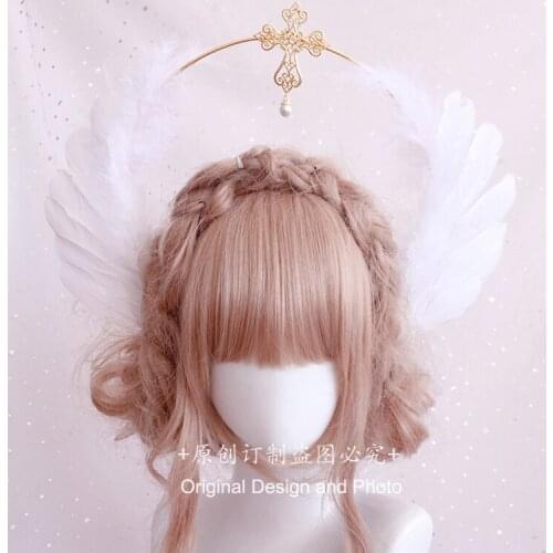 Gorgeous Angel Feather Wings KC Gothic Headband Lolita Court Crown Halo Aperture Princess Queen Pope Props Notre Dame Hair hoop