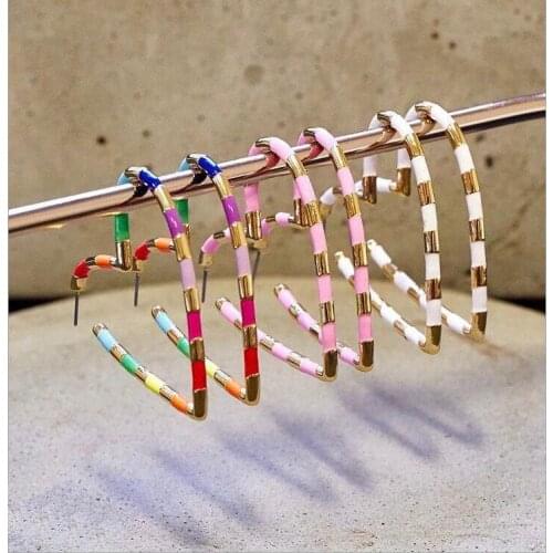 Jewelry 2021 Jewelry Woman Earring Alloy Heart-Shaped Simplicity Stripe Europe And America Exaggeration Trend Hot Money Earrings