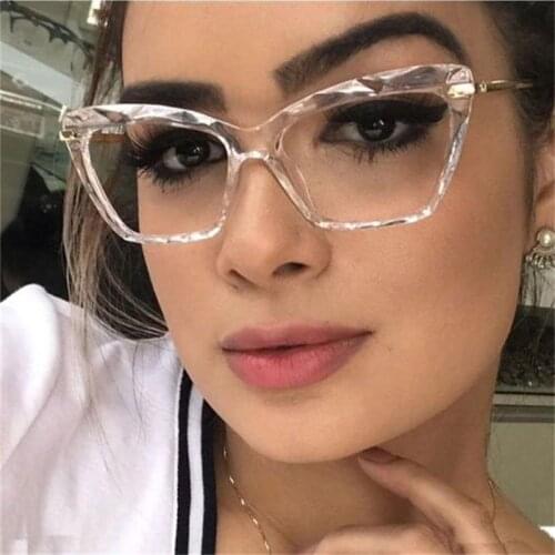 Cat Eye Transparent Womens Glasses Luxury Brand Spectacles Clear Frame Female Eyeglass Frame Fashion Myopia Nerd Glasses Lens