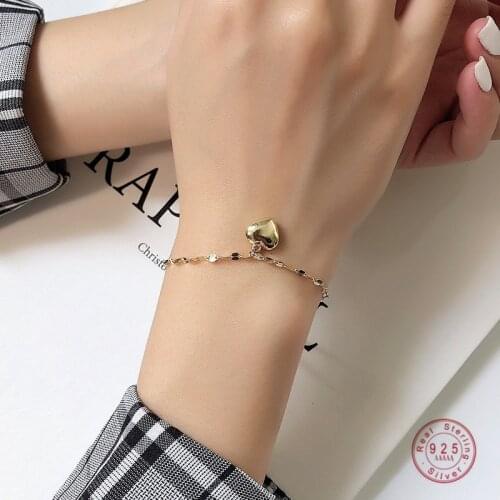 925 Sterling Silver Simple Niche Love Pendant Bracelet For Women Friendship Gift Girlfriends Student Jewelry Accessories