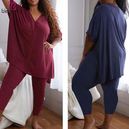 Summer Plus Size Women Clothing Two Piece Set Tops And Sweatpants Leggings Jogging Suit 2 Piece Sets Tracksuit Sport Outfits 5XL