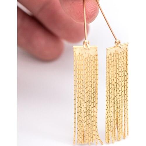 10pcs Gold Chain Tassels 47x9mm, Gold tone Brass Tassel Charm Pendants (GB-646)