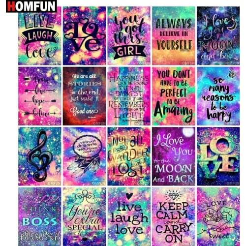 HOMFUN Full Square/Round Drill 5D DIY Diamond Painting "Colorful Text Love" 3D Diamond Embroidery Cross Stitch Home Decor Gift