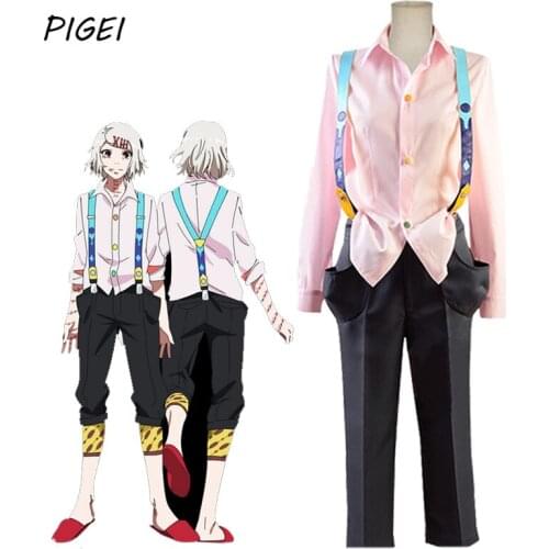 Anime Tokyo Ghoul Costumes Juuzou Suzuya Rei Cosplay Shirt Pants Pink White Uniforms Suits for Women Mens Halloween Outfit
