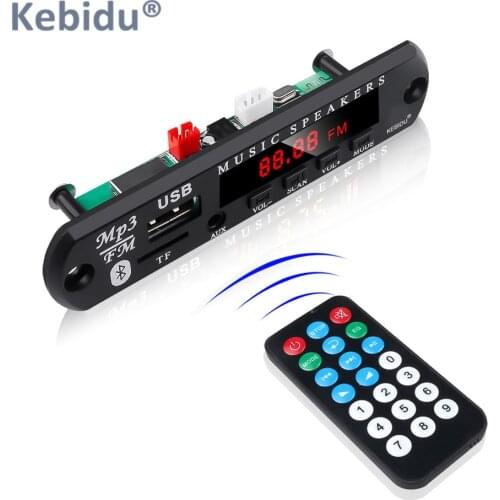 Kebidu Car Audio USB TF FM Radio Module Wireless Bluetooth 5V 12V MP3 WMA Decoder Board MP3 Player with Remote Control For Car