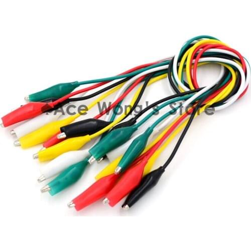 Free Shipping 10pcs Double-ended Test Leads Alligator Crocodile Roach Clip Jumper Wire 5 Colors Hot Sell