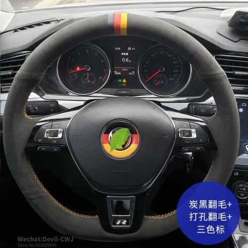 Suede leather Steering wheel cover for VW Volkswagen Sagitar Lavida Magotan Passat Golf Lamando Tiguan Tayron Teramont Hand Grip
