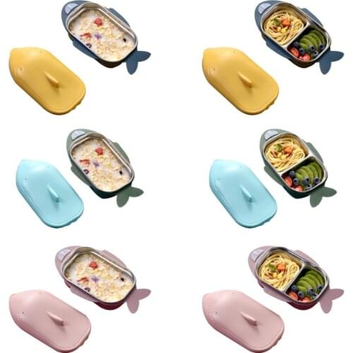 Fish-Shaped Stainless Steel Baby Dinner Plate Bento Box Heat Preservation Food Container Lunch Box Portable Insulation 85AC