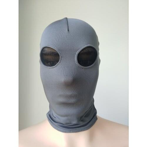 Halloween Mask Cosplay Costumes spandex hood dark grey with black mesh eyes unisex Zentai Costumes Party Accessorie