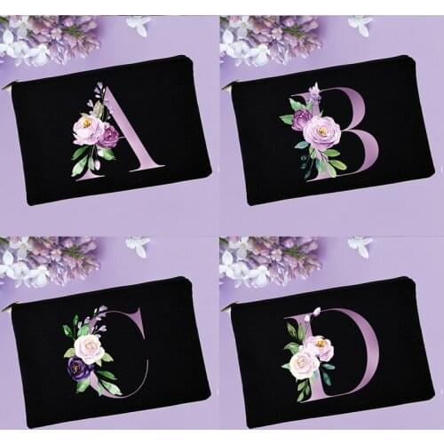 Purple Letter Print Tampon Storage Bag Cute Sanitary Pad Pouch Portable Toiletry Key Earphone Organizer Cosmetic Case Makeup Bag