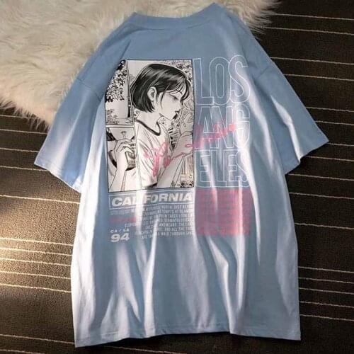 Streetwear Harajuku T-Shirt Women Printed Tshirt Anime Black O-neck Harajuku Casual Summer Short Sleeve T Shirt For Girls CS665