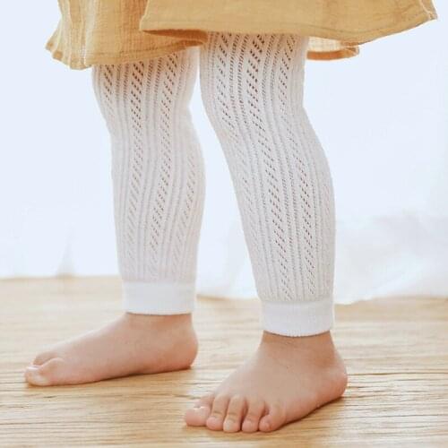 2021 Summer Baby Tights Hot Baby Toddler Kid Girl Ribbed and Holes Stockings Cotton Mesh Pantyhose Solid Candy Color Tight 0-4Y
