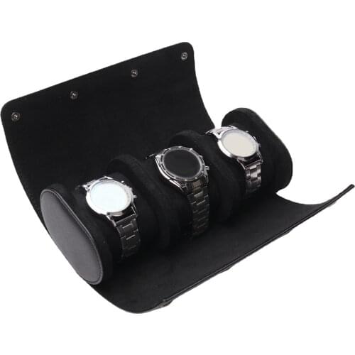 3 Slot Leather Watch Box Display Case Organizer Glass Jewelry Storage with Exquisite Craftsmanship