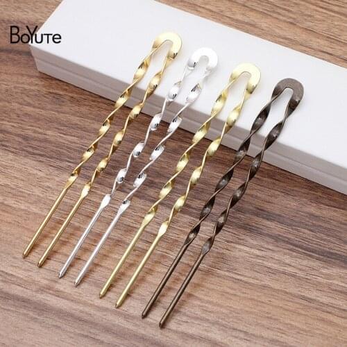 BoYuTe (5 Pieces/Lot) 140*2.5MM Metal Brass Twisted Hair Fork Materials Handmade Diy Jewelry Accessories