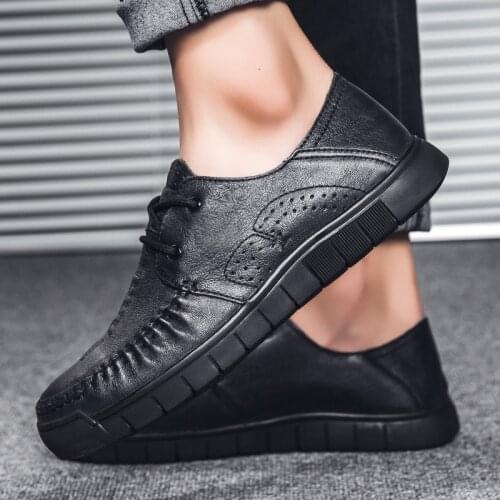 Mens Casual Shoes Genuine Leather Men Shoes Male Driving Loafer Shoes Breathable Mens Sneaker Handmade Business Luxury Oxfords