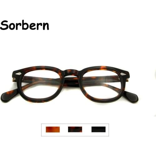 High Quality Acetate Vintage johnny depp Eye Glasses Frame Men Optical Round Eyeglasses Eyewear Frames WomenMyopia Glasses
