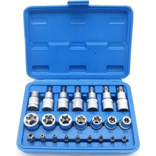 23 PC inner hexagon Socket wrench E Torx Star Female Bit Socket Set CRV Drive Spline Bit Socket screwdriver First batch