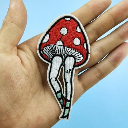 Heels Mushroom (Size:9.6x4.8cm) Sewing Ironing Patch Badge Clothing Decorative DIY Embroidered Appliques Decals