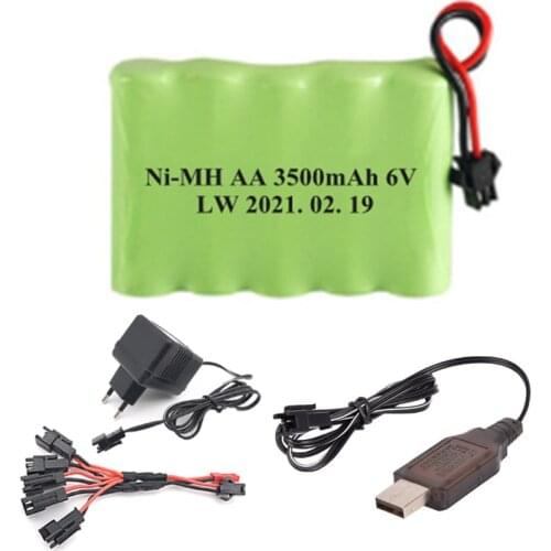 6v 3500mah NiMH Battery For Rc toys Cars Tanks Robots Boats Guns Ni-MH AA 3000MAH 6v Rechargeable Battery Charger Set