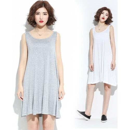 New 2020 Summer comfortable casual cotton dress,black gray white soft modal beach dresses,plus size party dresses XS-4XL 5XL 6XL