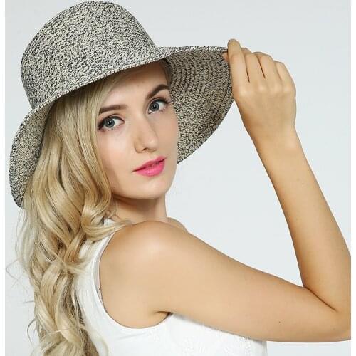 Lady New Bowknot Straw Hat Adult Summer Sunscreen Leisure Cap Wide Brim Students Fresh Raffia Shading Sun Cap Foldable