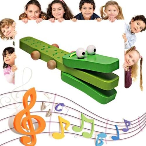 Educational ChildrenS Toys Cartoon Crocodile Wooden Castanet Clapper Musical Instrument Child Preschool Toy For Boys And Girls