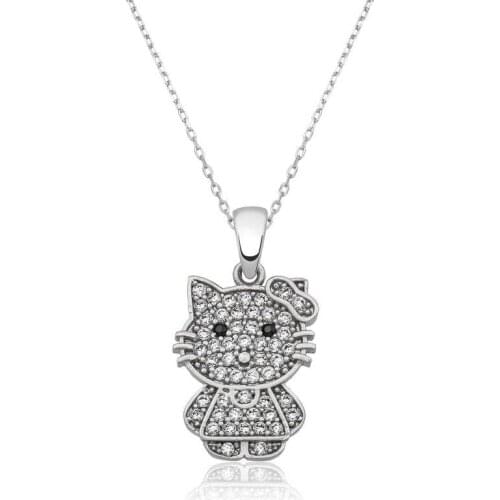 Real Silver 925 Jewelry Silver Cat Lady Necklace
