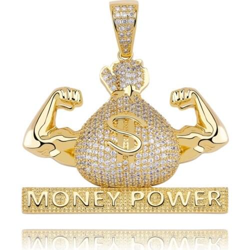 New Fashion Iced Out US Dollar Money Power Pendant Necklace & Pendant Free Cuban Chain Cubic Zircon Mens Hip Hop Rock Jewelry