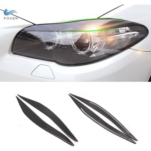 For BMW 5 Series F10 2010 2011 2012 2013 2014 2015 2016 Carbon Fiber Front Headlights Eyebrows Eyelids Headlamp Cover Trim