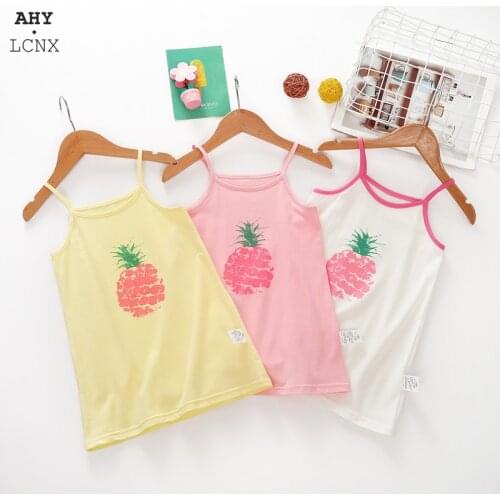 2020 New Summer Children Girls Sling Pajamas Cute pineapple Nightgowns Baby Cotton Princess Night Kids Home Cloth Sleepwear