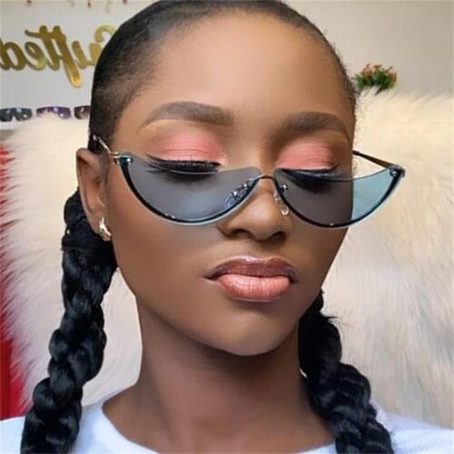 Semicircle Rimless Sunglasses Classical Simple Women Sun Glasses No Frame Half Round Decoration Eyewear Decoration Accessories