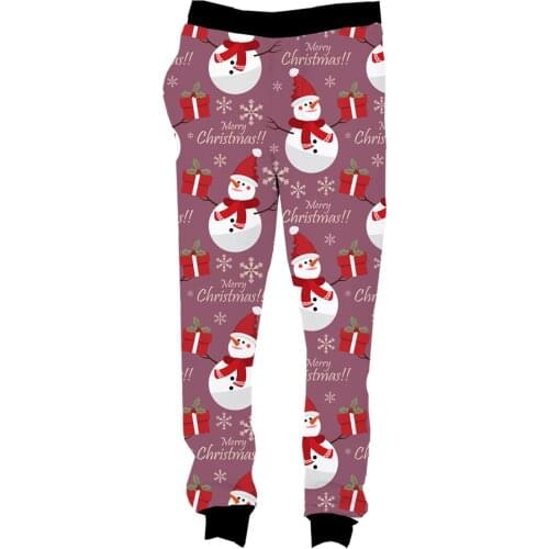 REAL American US SIZE Merry Christmas Snowman 3D Sublimation Print String Jogger Sweat Pants