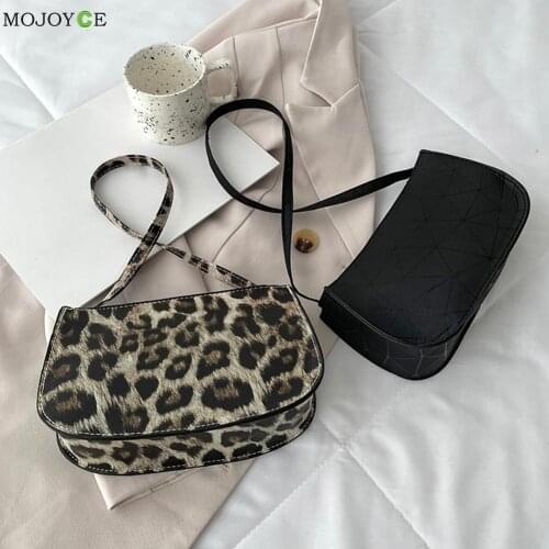Retro Women Bag PU Leather Shoulder Zebra Leopard Geometric Small Underarm Bags Casual Girls Small Shoulder Bags 2021