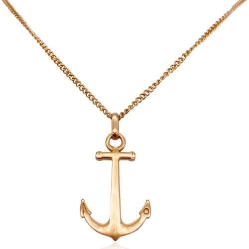 Runda Fashion Men And Women Anchor Pendant Necklace Gold 316L Stainless Steel Jewelry Couple Holiday Gifts