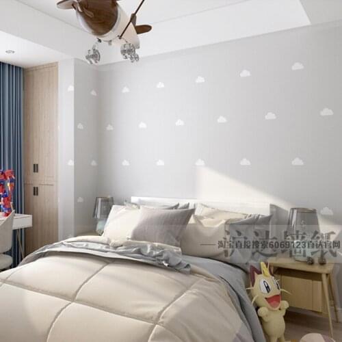 Modern Brief Nordic INS Non Woven Wallpapers Sky and Clouds Wall Paper Living Room Bedroom Wallpaper Background Gray Blue Pink