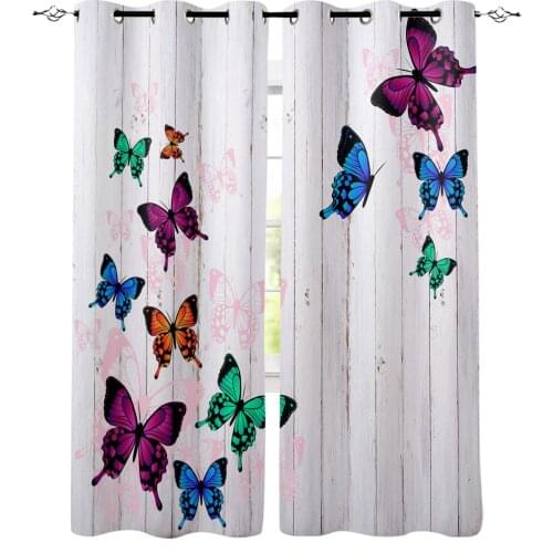 Wood Grain Retro Butterfly Colored Bedroom Modern Window Curtain for Living Room Decoration Curtains Home Textile Drapes