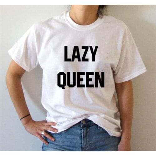 Lazy Queen Letters Print Womens T Shirts Tshirts Casual Funny For Lady Top Tee TX5050